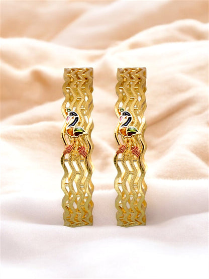 18k One Gram Gold Plated Meenakari Peacock Design Bangles for Women & Girls |