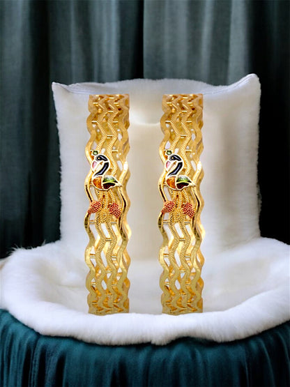 18k One Gram Gold Plated Meenakari Peacock Design Bangles for Women & Girls |