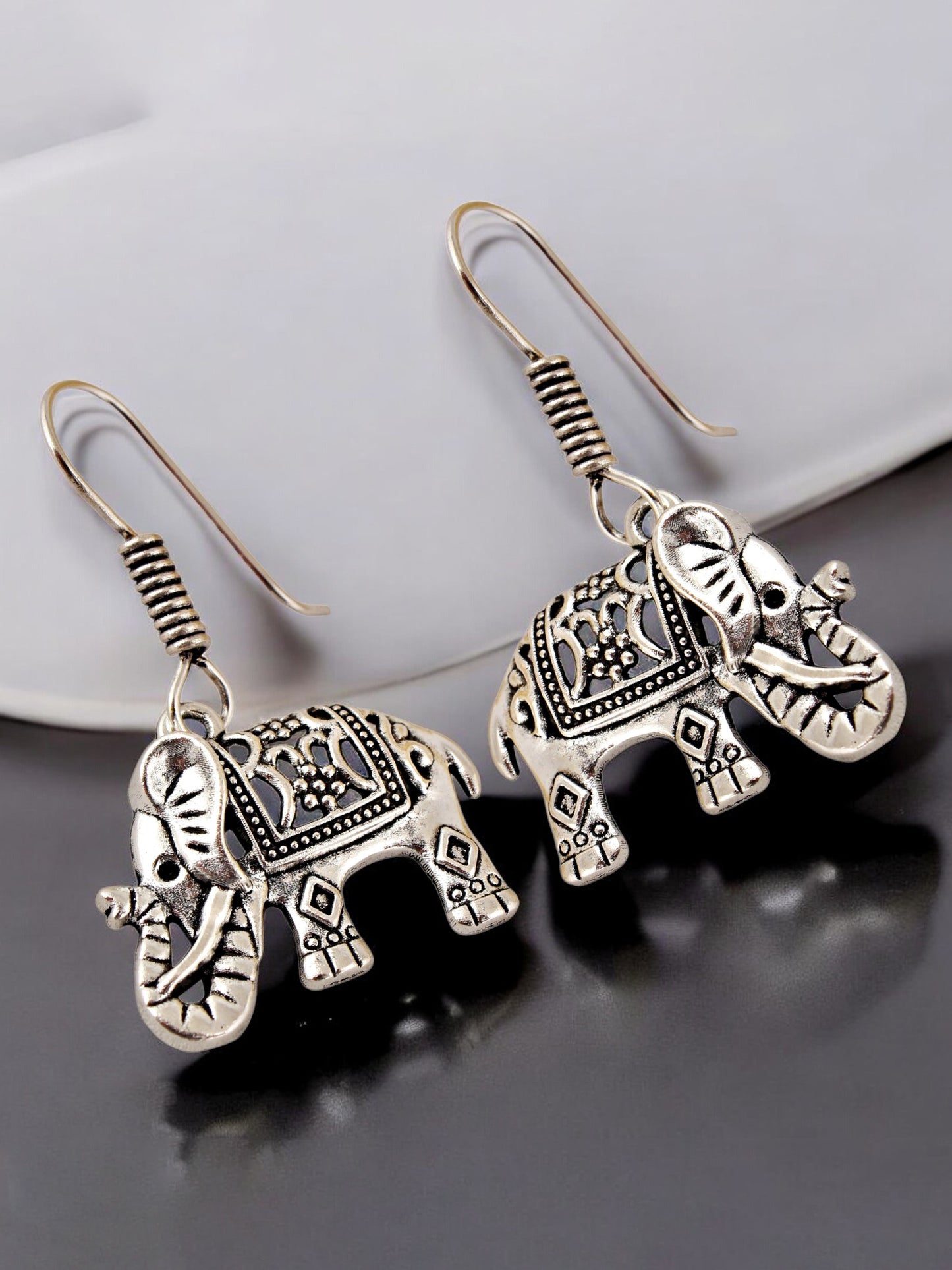 Oxidised Silver Elephant Design Earring | Stylish Trendy Earing