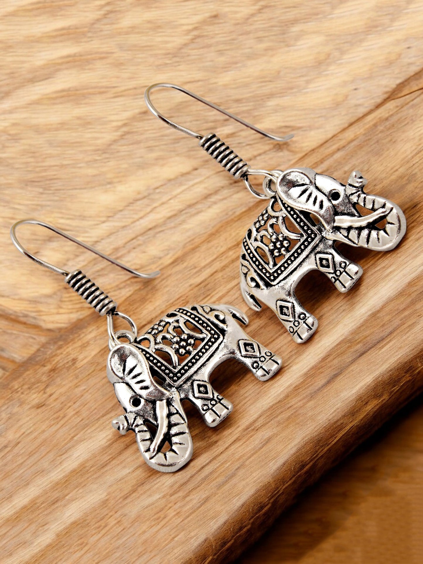 Oxidised Silver Elephant Design Earring | Stylish Trendy Earing