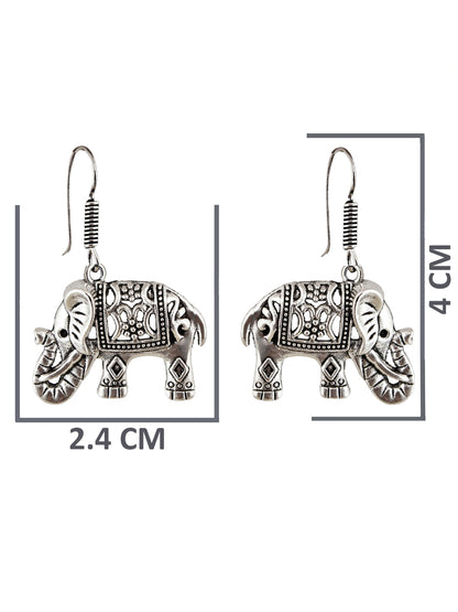 Oxidised Silver Elephant Design Earring | Stylish Trendy Earing