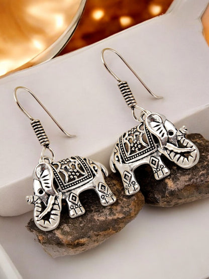 Oxidised Silver Elephant Design Earring | Stylish Trendy Earing