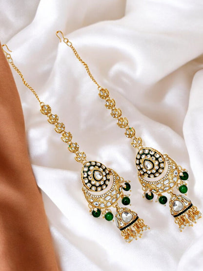 Traditional Designer Kundan Stone Green Meenakari Choker Bridal Set