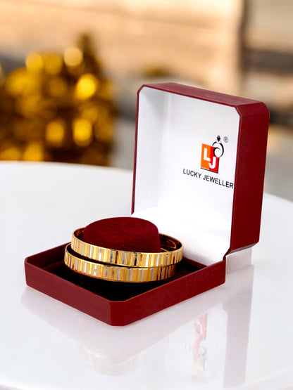 18k One Gram Gold Plated Traditional Designer Pack of 2 Bangle Set For Women