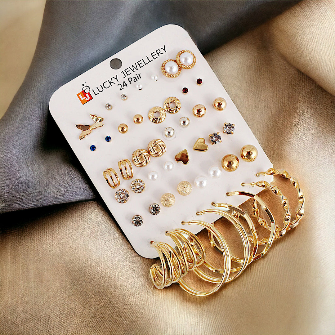 Trendy 24 Pairs Combo Set Of Earrings for Women & Girls