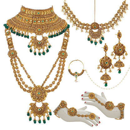 Traditional Gold Plated Stone Bridal Set For Women & Girls