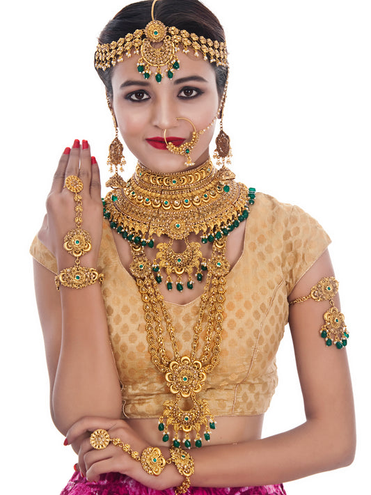 Traditional Gold Plated Stone Bridal Set For Women & Girls