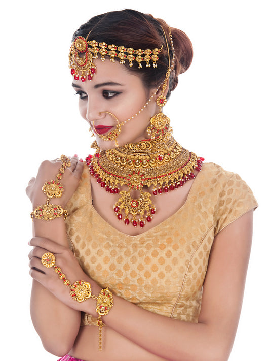 Traditional Stone Bridal Set 7 Pcs. For Girls & Women