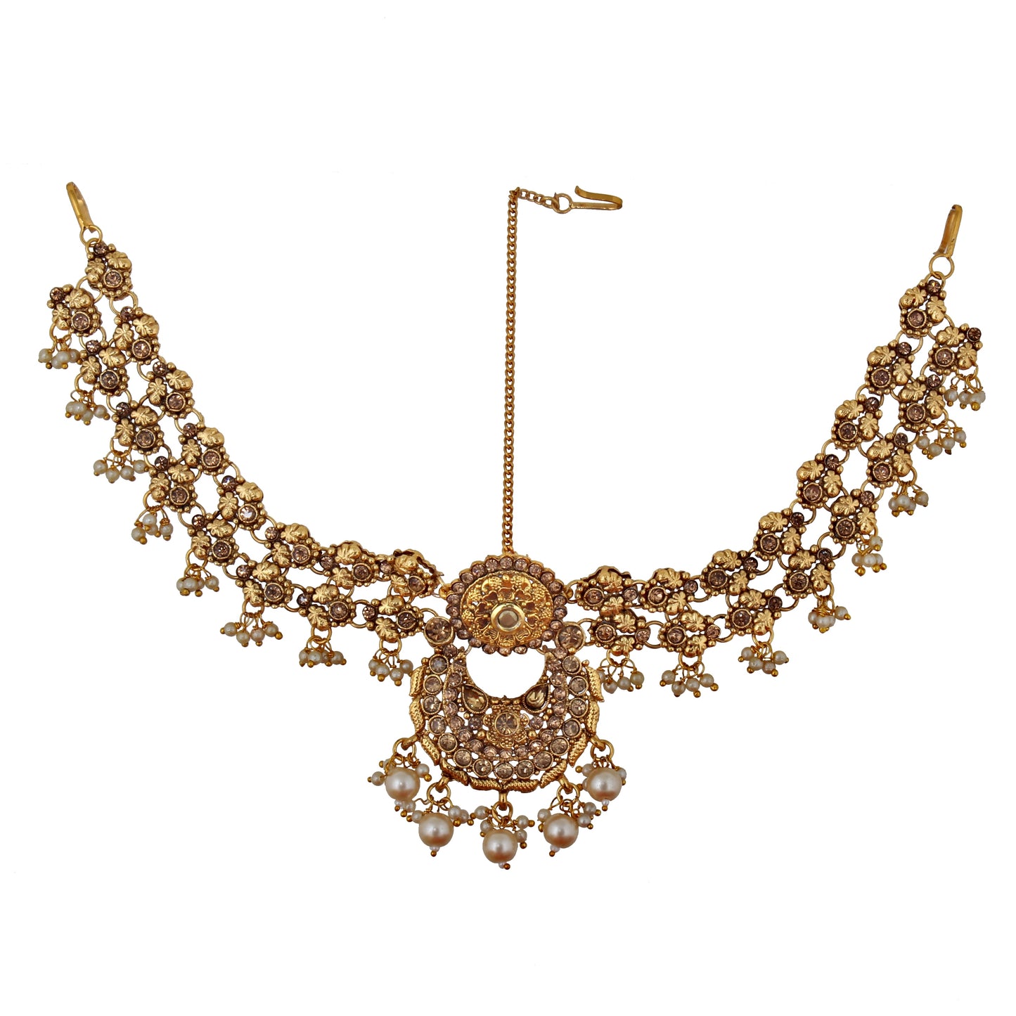 Traditional Gold Plated Stone Bridal Set