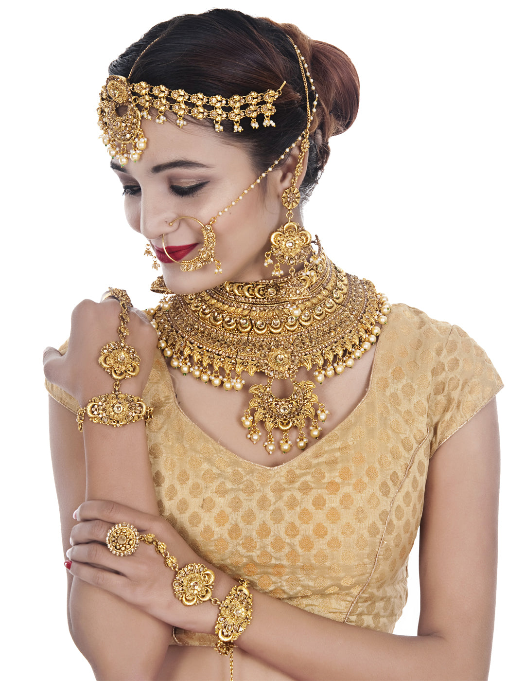 Traditional Stone Bridal Set 7 Pcs. For Girls & Women