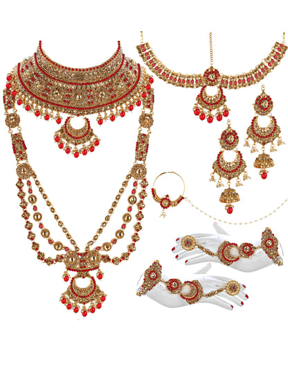 Traditional Stone Bridal Set 9 Pcs. For Girls & Women