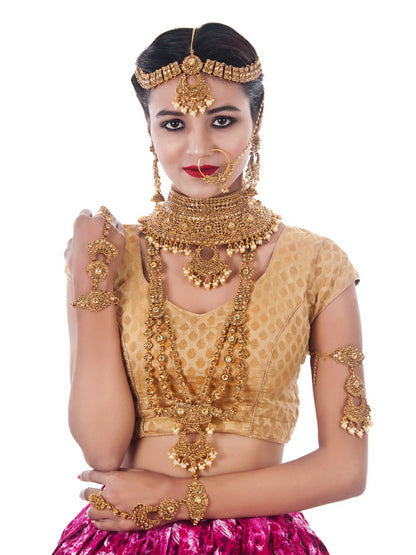 Traditional Stone Bridal Set 9 Pcs. For Girls & Women