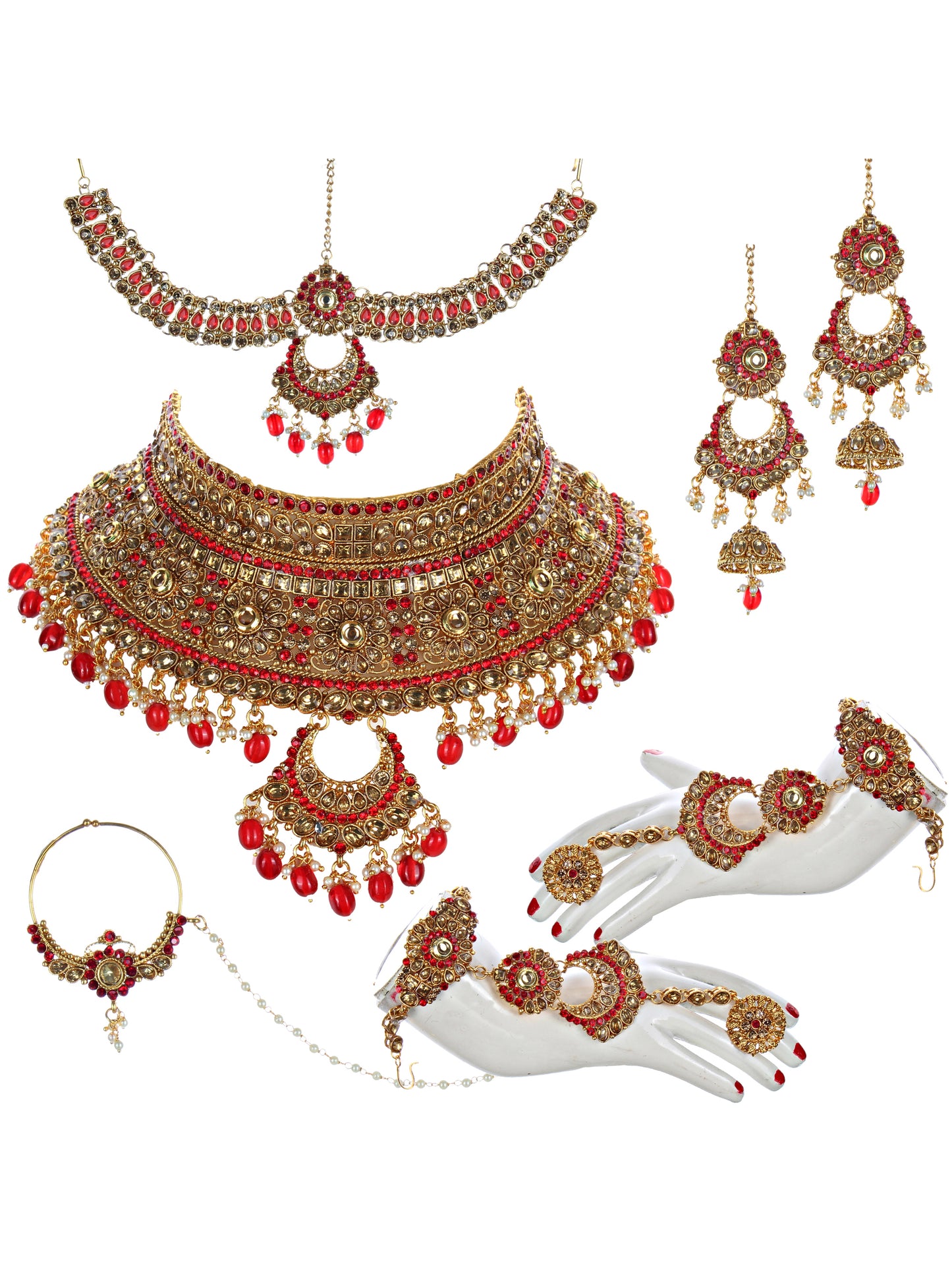 Traditional Stone Bridal Set 7 Pcs. For Girls & Women