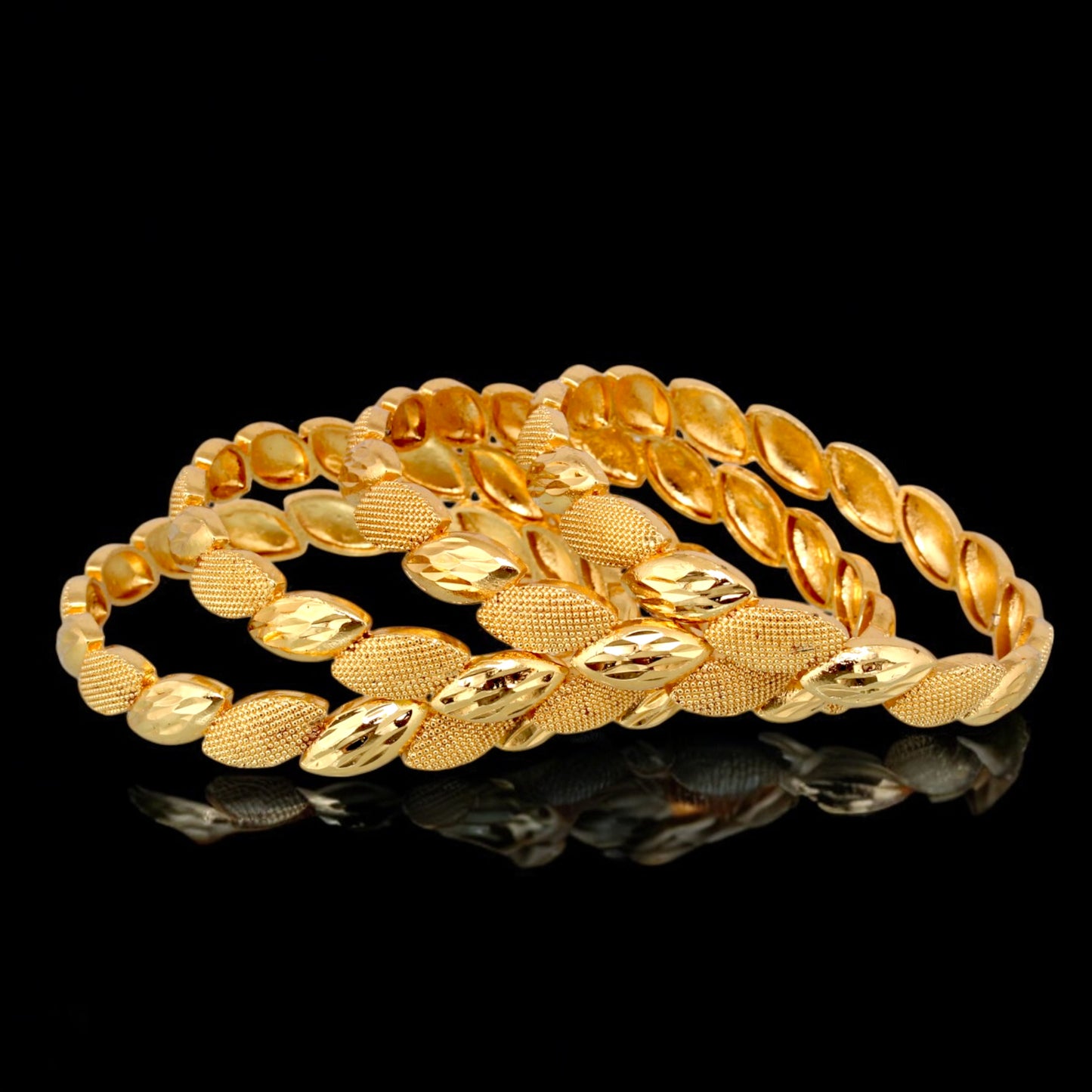 18k One Gram Gold Plated Traditional Designer Bangles | 2 Pair Bangle Bracelets & Kada Set for Women & Girls |