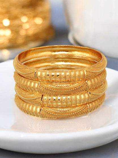 18k One Gram Gold Plated Traditional Designer Pack of 4 Bangle Set For Women