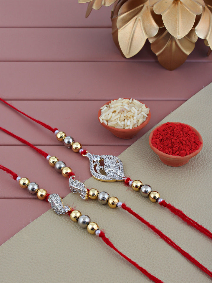 Designer Gold Plated AD Rakhi Pack of 3