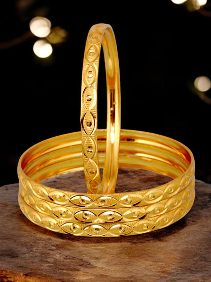 18k One Gram Gold Plated Traditional Designer Pack of 4 Bangle Set For Women