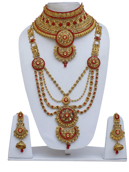 Traditional Gold Plated Stone Bridal Set For Women & Girls