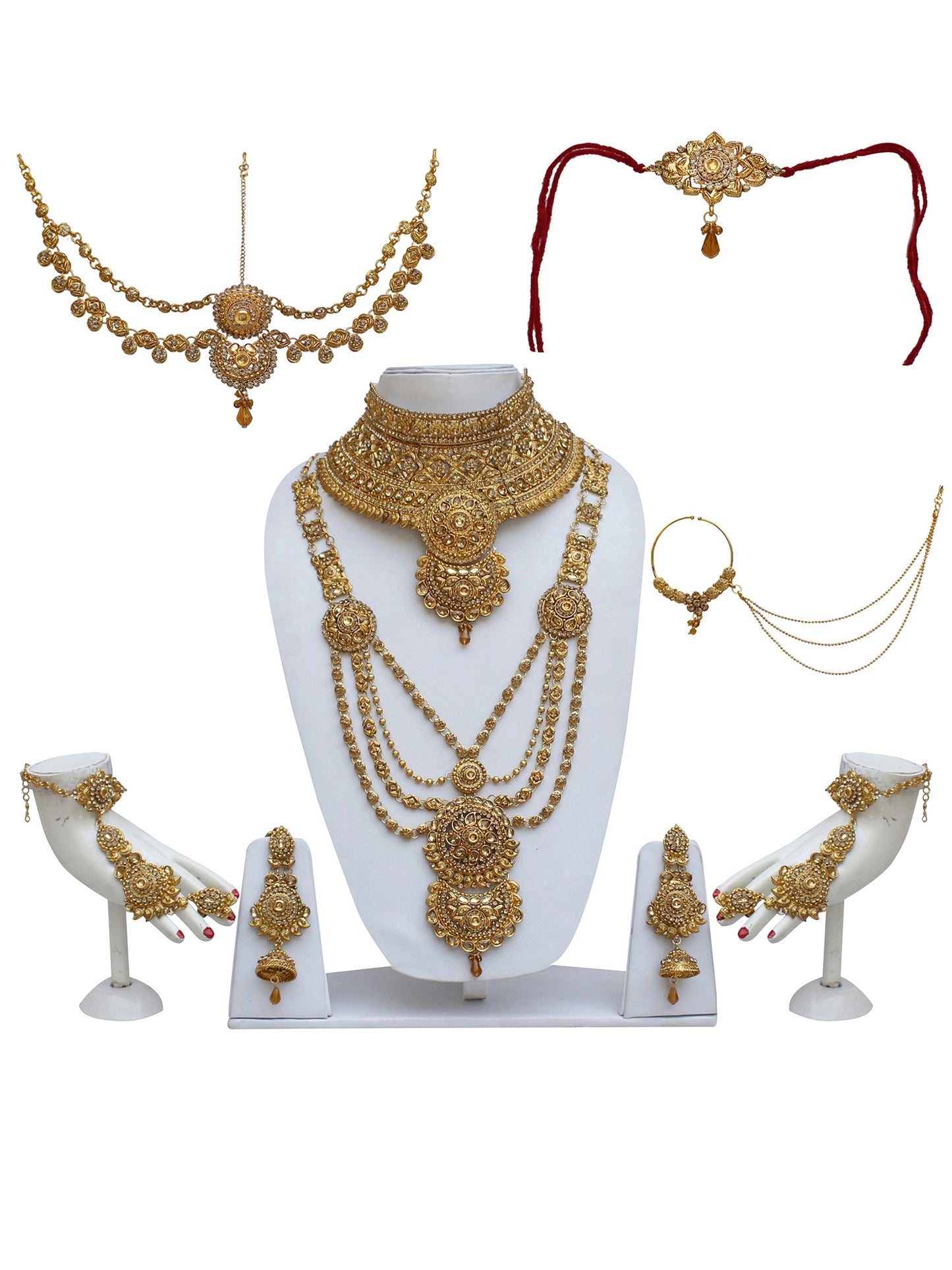 Traditional Gold Plated Stone Bridal Set For Women & Girls