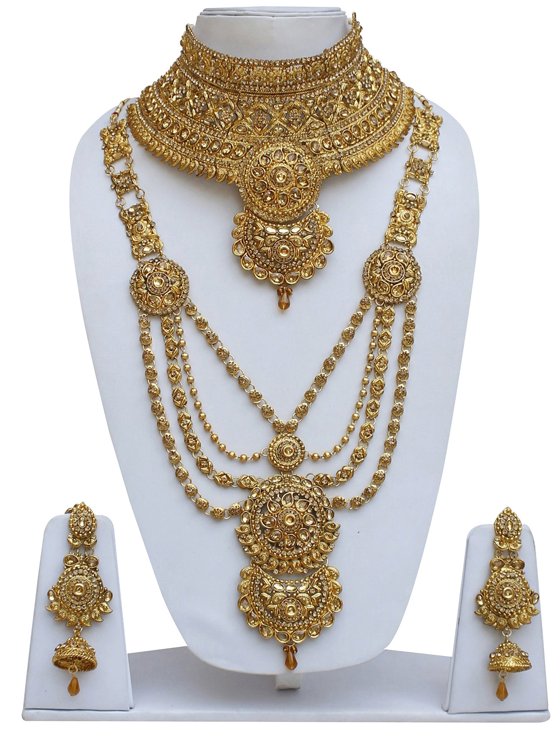 Traditional Gold Plated Stone Bridal Set For Women & Girls