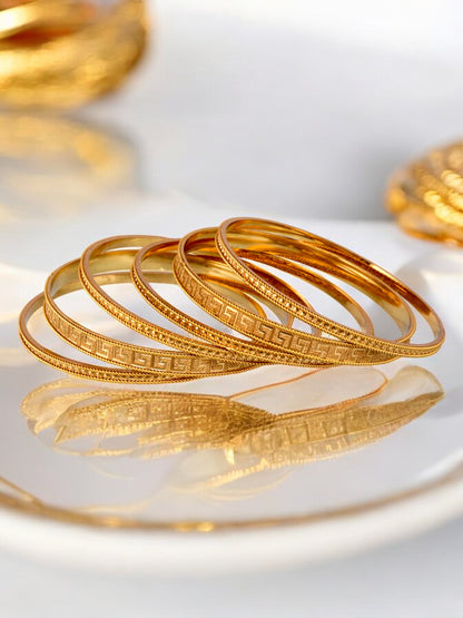 18k One Gram Gold Plated Traditional Designer Pack of 6 Bangle Set For Women