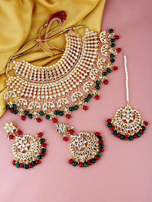 Kundan Choker Bridal Necklace Set For Women & Girls