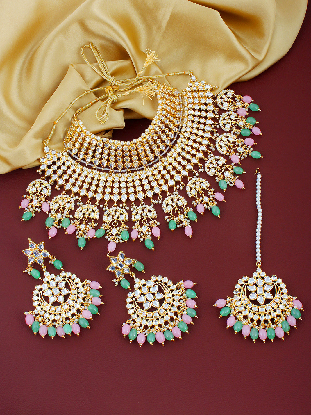 Kundan Choker Bridal Necklace Set For Women & Girls