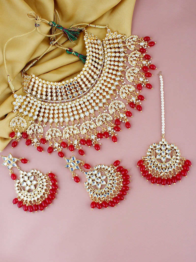 Kundan Choker Bridal Necklace Set For Women & Girls