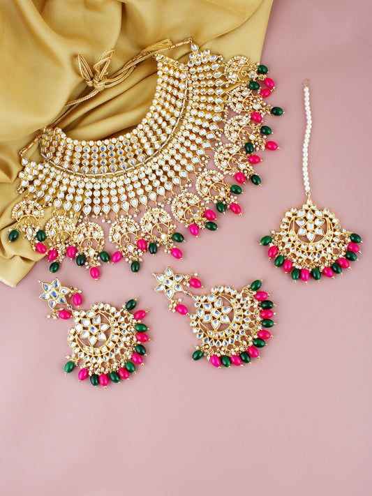 Kundan Choker Bridal Necklace Set For Women & Girls