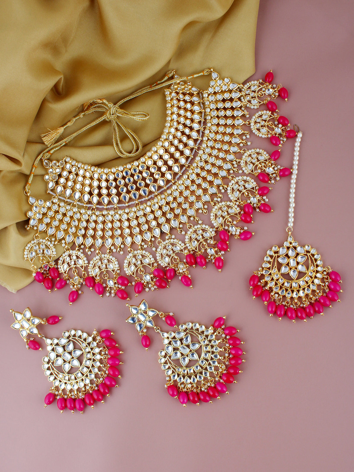 Kundan Choker Bridal Necklace Set For Women & Girls