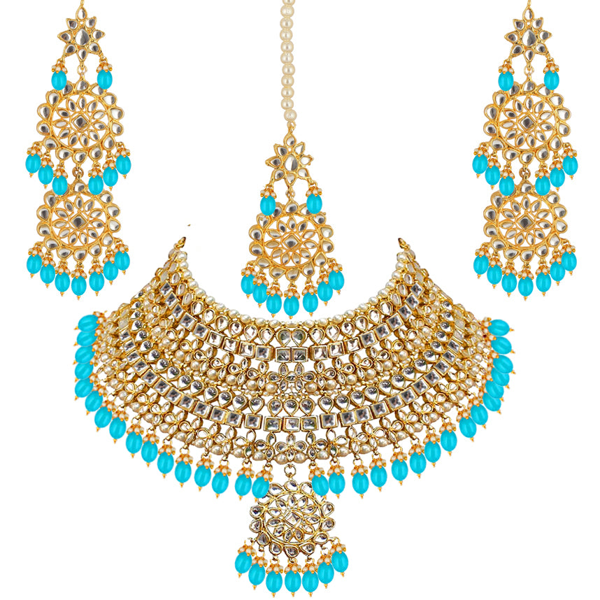 Kundan Choker Bridal Necklace Set For Women & Girls