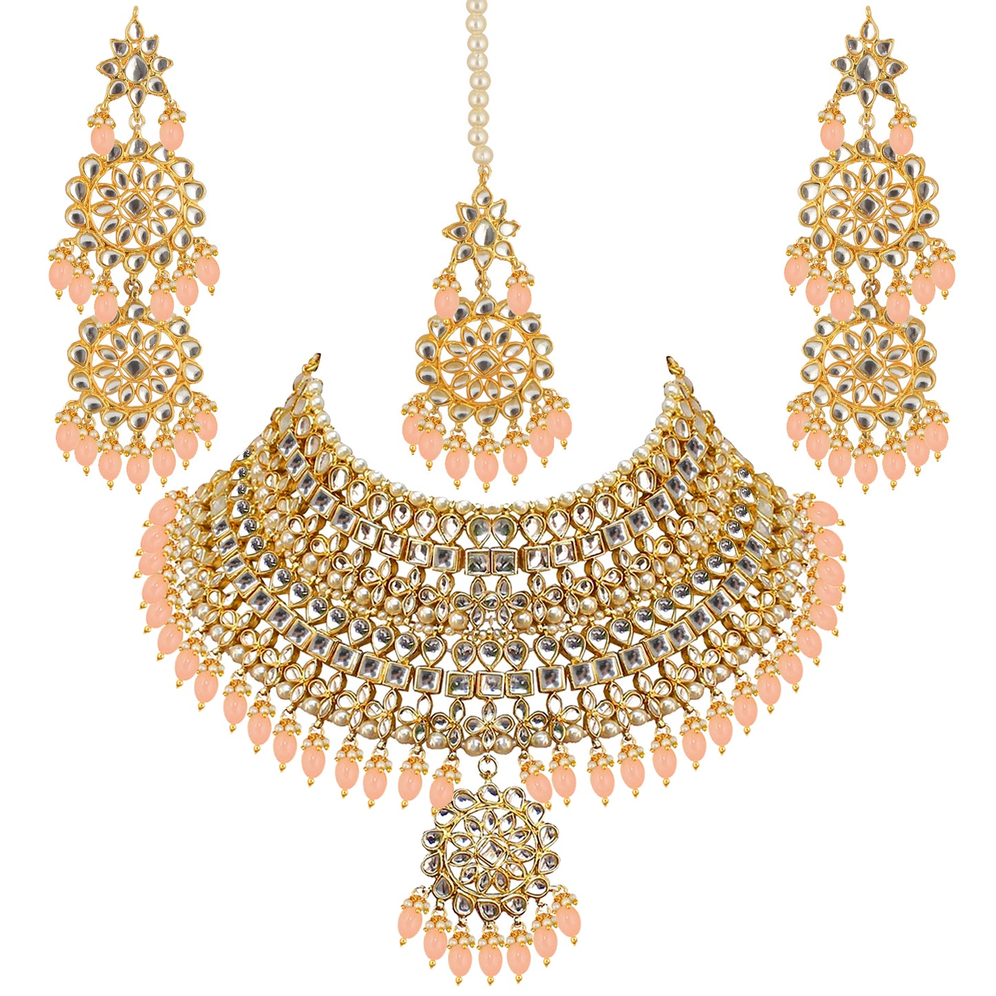 Kundan Choker Bridal Necklace Set For Women & Girls