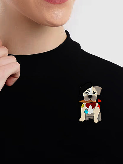 Designer Cute Cartoon Dog Plastic Brooch/Lapel Pin For Unisex