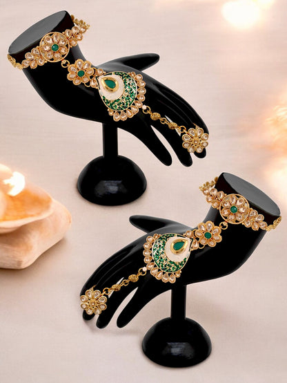 Traditional Designer Kundan Stone Green Meenakari Choker Bridal Set