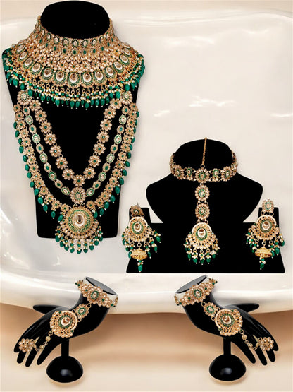 Traditional Designer Kundan Stone Green Meenakari Choker Bridal Set