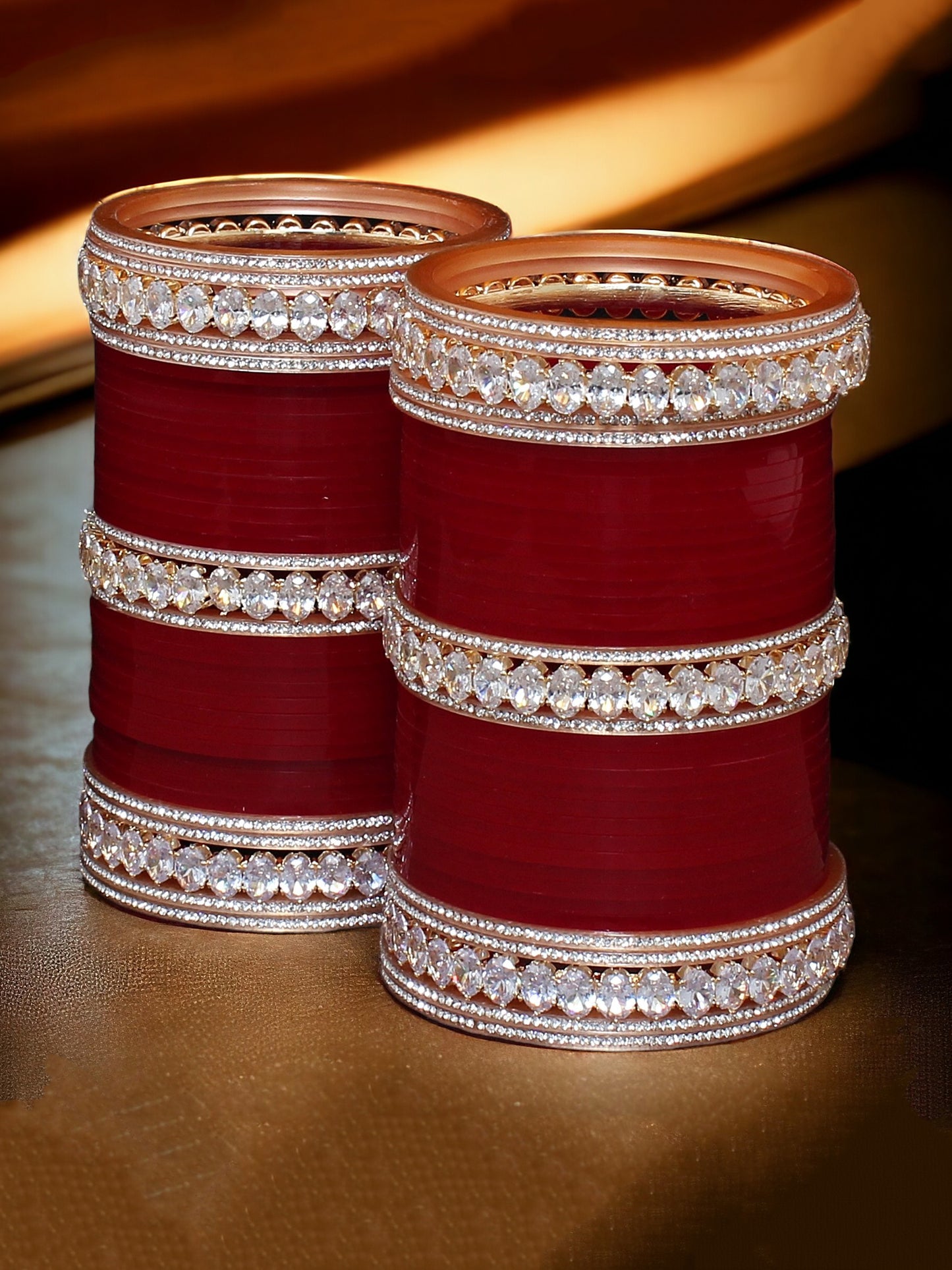 Lucky Jewellery Bridal Bangle Set Wedding punjabi chuda Solitair Designer chura CZ Stone Maroon color Choora Set for Women