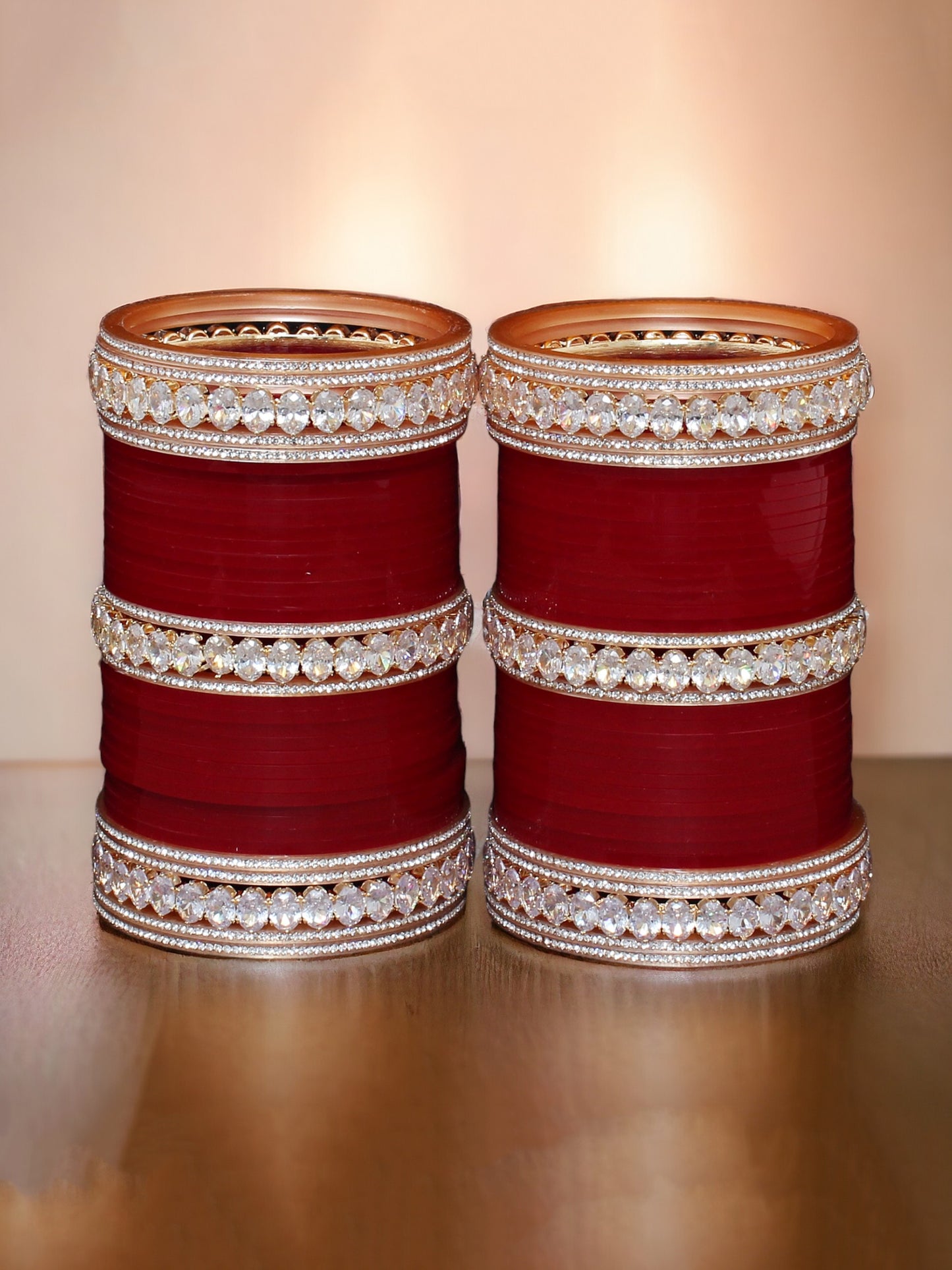 Lucky Jewellery Bridal Bangle Set Wedding punjabi chuda Solitair Designer chura CZ Stone Maroon color Choora Set for Women