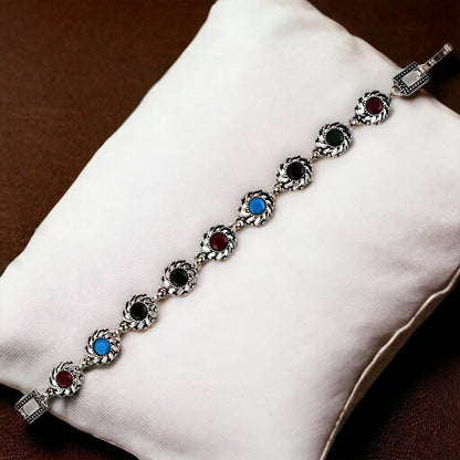 Designer Silver Oxidised Bracelet For Unisex