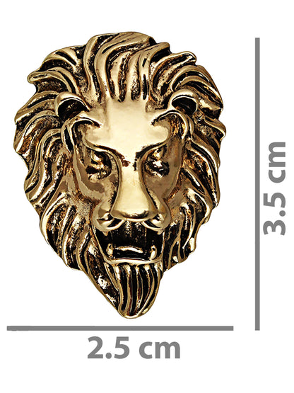 LUCKY JEWELLERY Designer Antique Gold Oxidised Plating Lion Jaguar Face Shaped Brooch/Lapel Pin for Men &  Women (100-CHOO-1175)