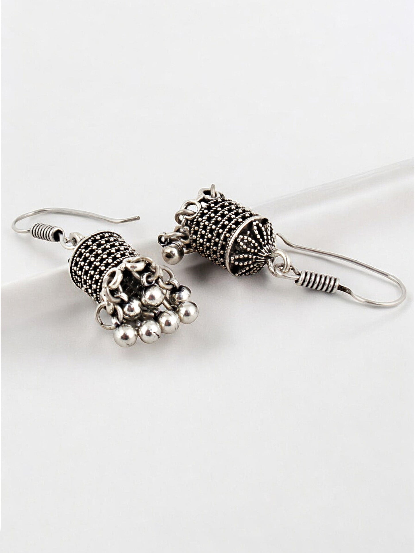 Oxidised Silver Jhumki Earrings For Girls & Women