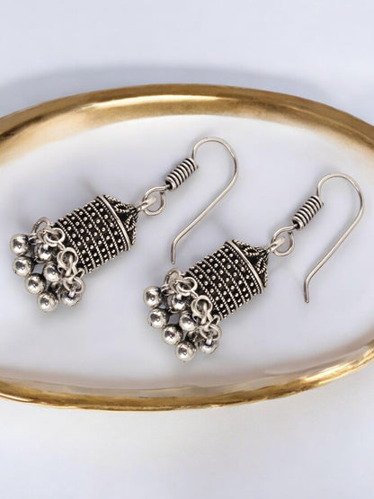 Oxidised Silver Jhumki Earrings For Girls & Women