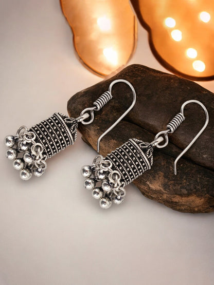 Oxidised Silver Jhumki Earrings For Girls & Women