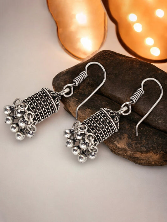 Oxidised Silver Jhumki Earrings For Girls & Women