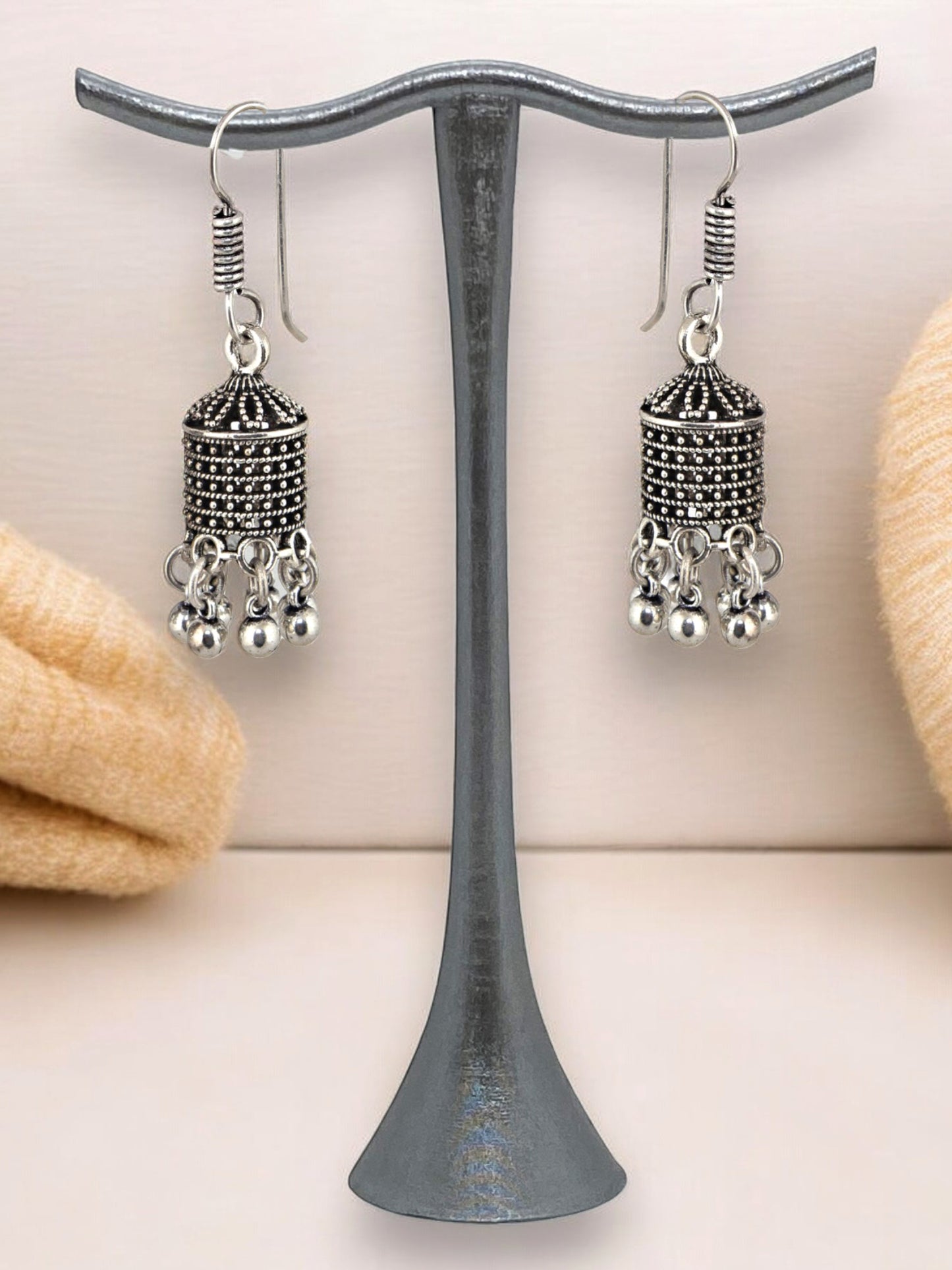 Oxidised Silver Jhumki Earrings For Girls & Women