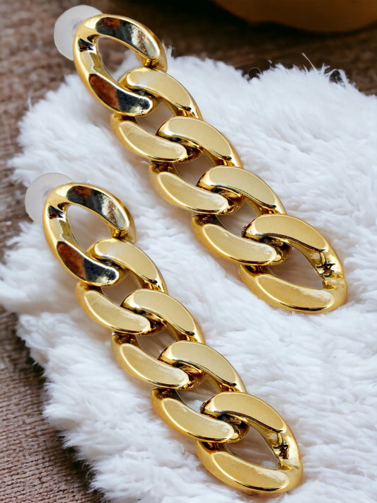 Cuban Link Chain Stud Dangle Earrings For Girls & Women