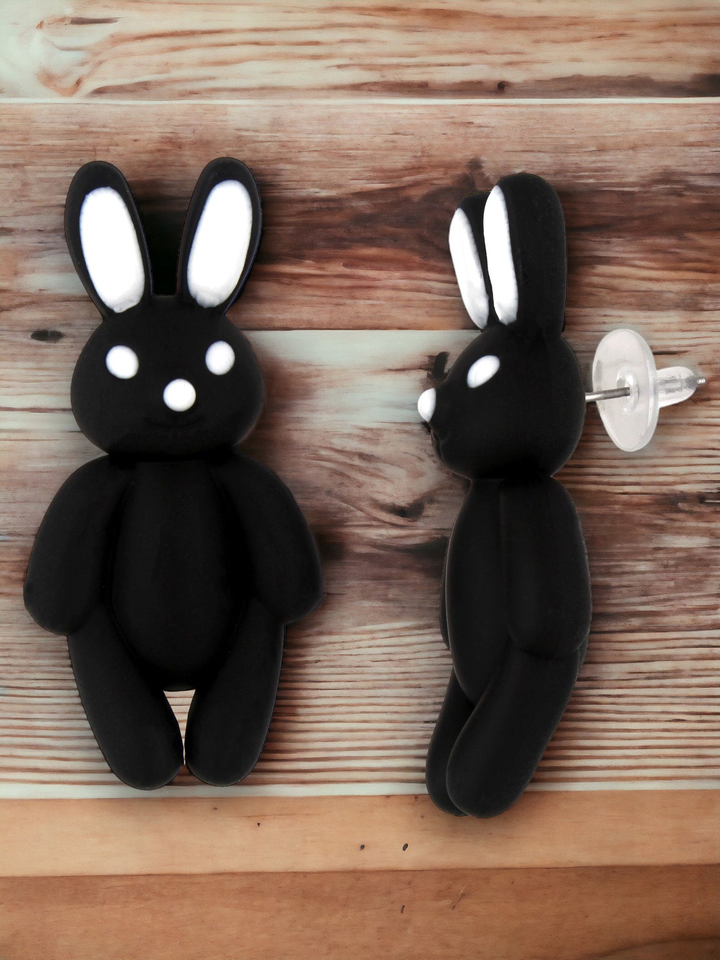 Lucky Jewellery Black Color Rabbit Shaped Stud Earrings|Cute Cartoon Earrings For Girls & Women