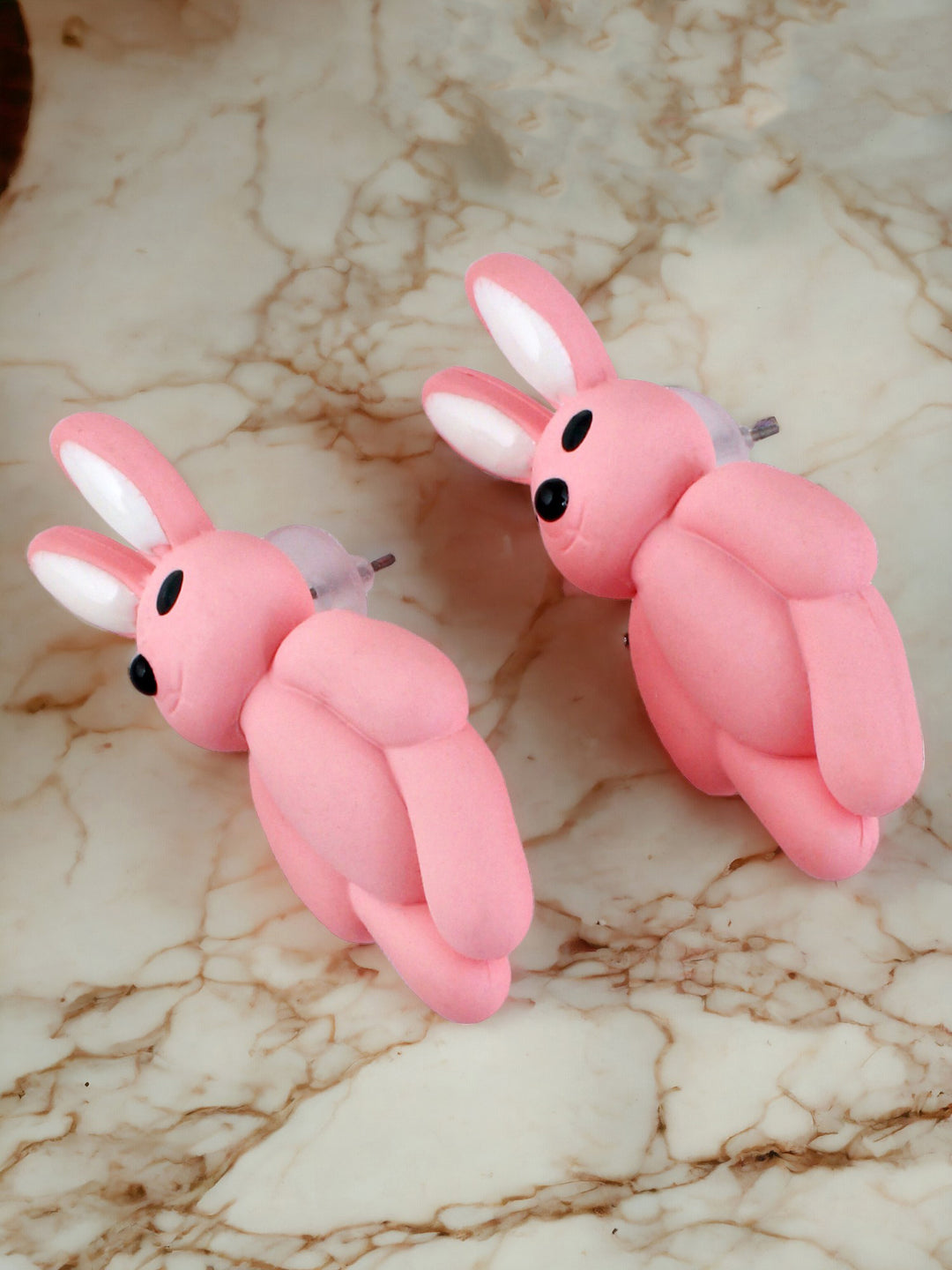 Lucky Jewellery Pink Color Rabbit Shaped Teddy Stud Earring |Cute Cartoon Earrings For Girls & Women