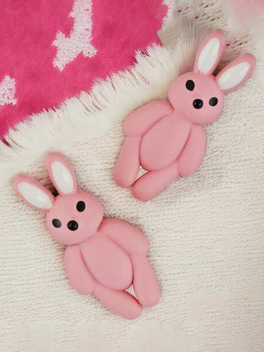 Lucky Jewellery Pink Color Rabbit Shaped Teddy Stud Earring |Cute Cartoon Earrings For Girls & Women