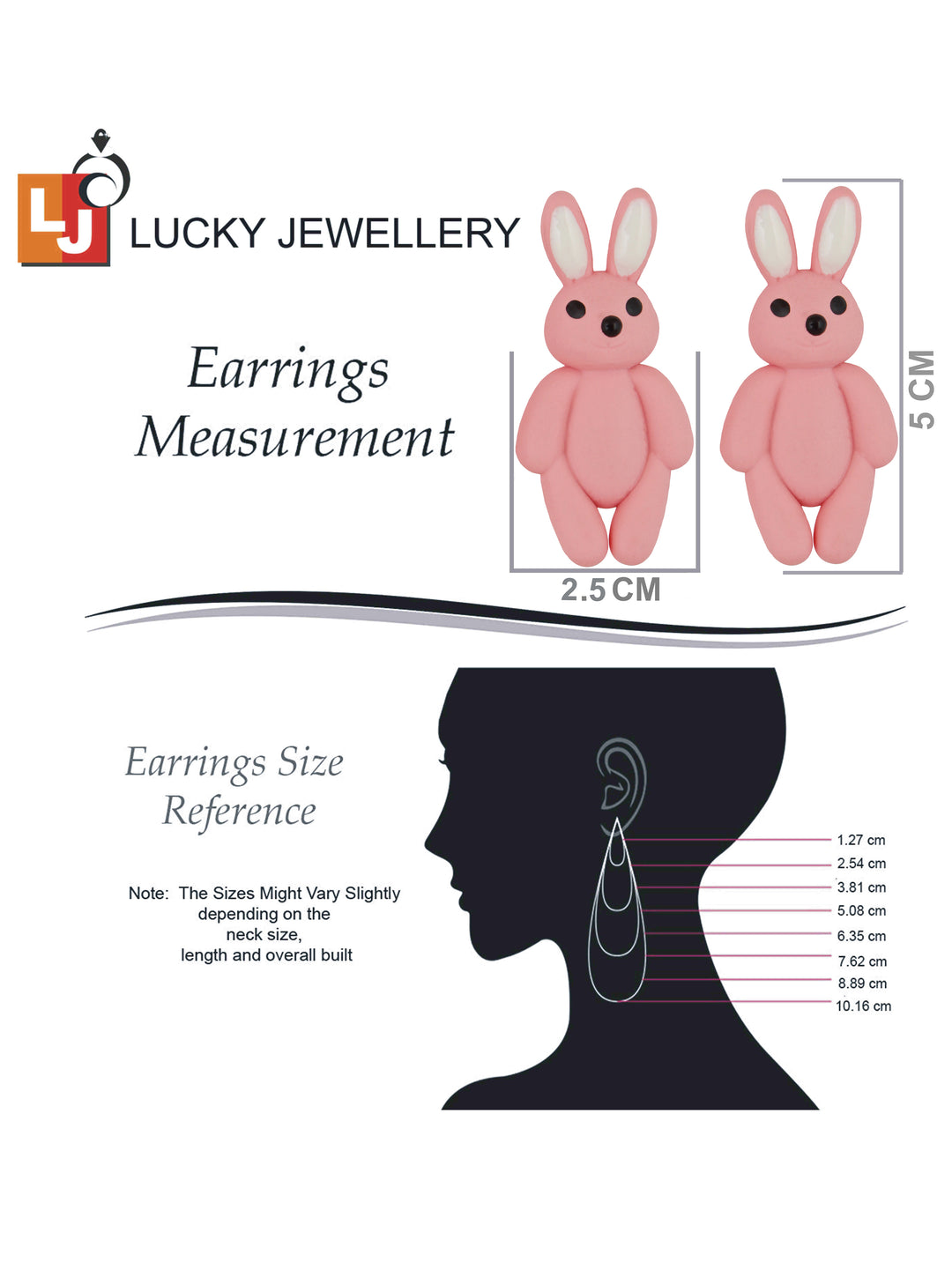 Lucky Jewellery Pink Color Rabbit Shaped Teddy Stud Earring |Cute Cartoon Earrings For Girls & Women