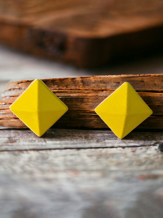 Lucky Jewellery Designer Yellow Color Square Shaped Tops Earring For Girls & Women